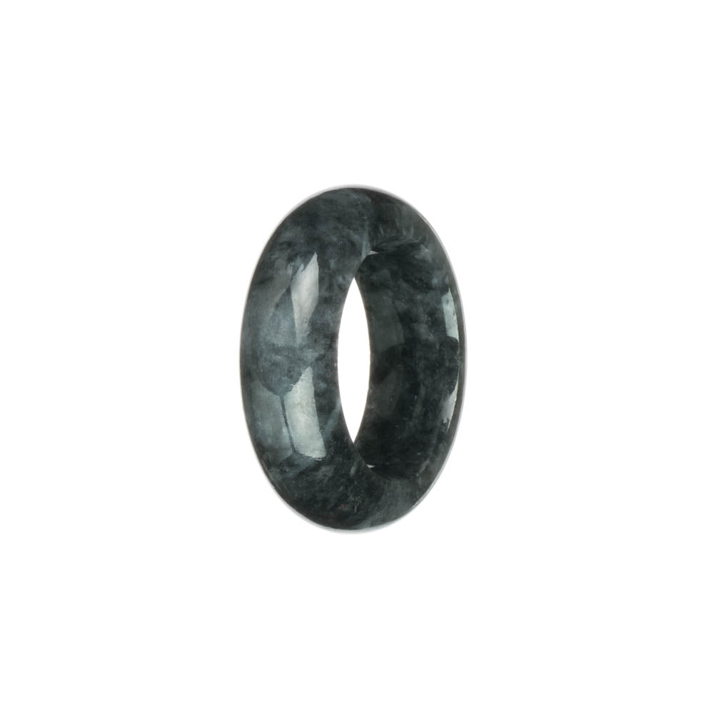 Authentic Black with Grey Burmese Jade Band - US 11.5