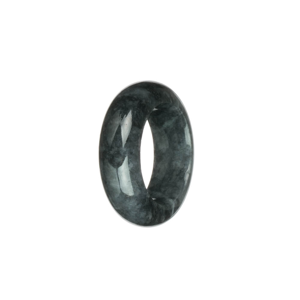 Authentic Black with Grey Burmese Jade Band - US 11.5