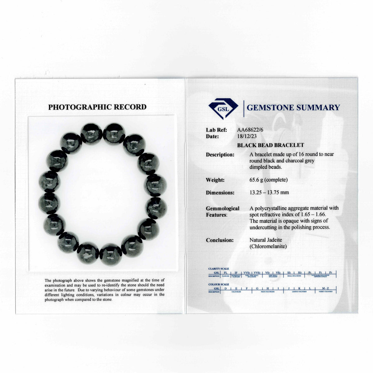 Mens Black Jadeite Jade Bead Bracelet - 13mm