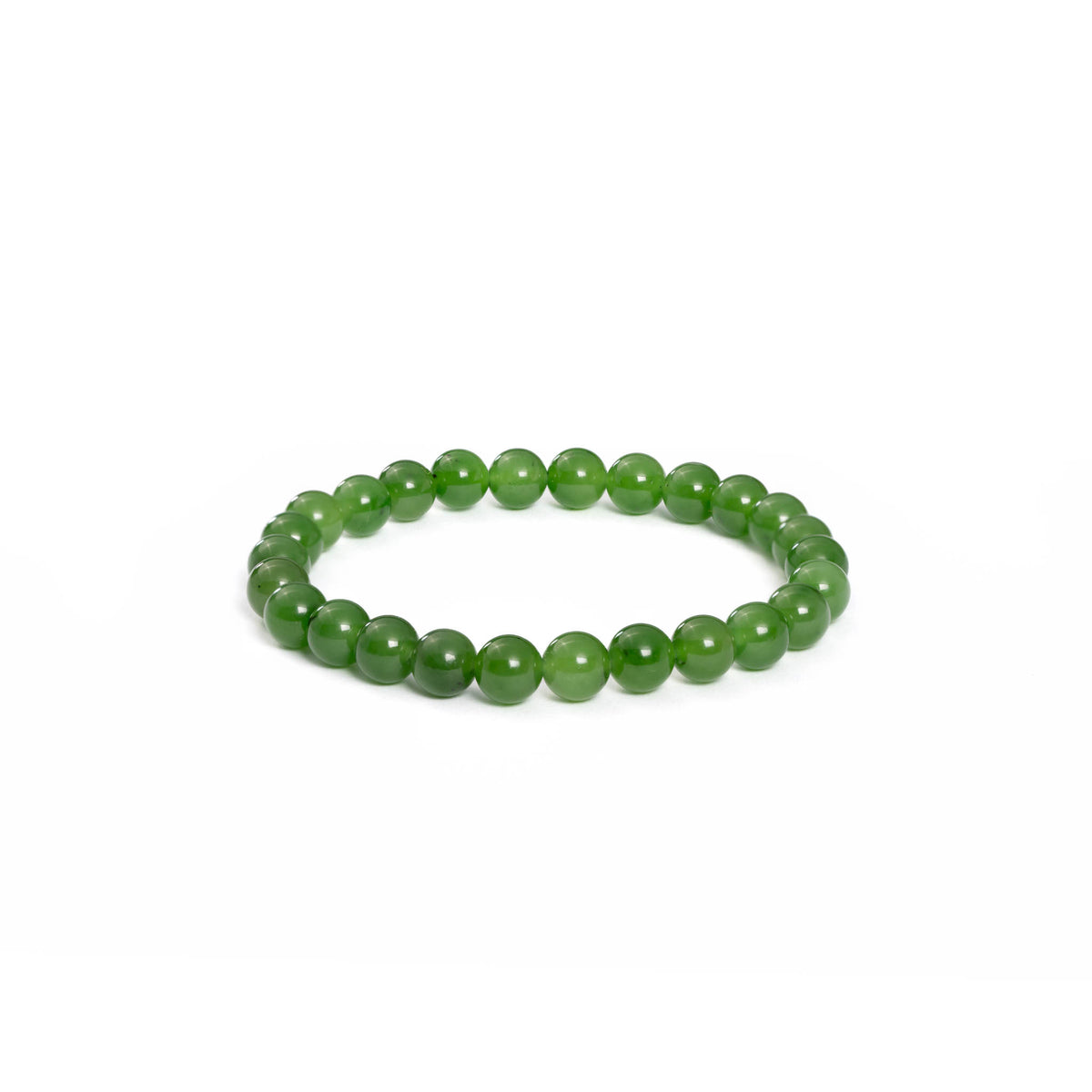 Green Nephrite Jade Bead Bracelet - 6mm