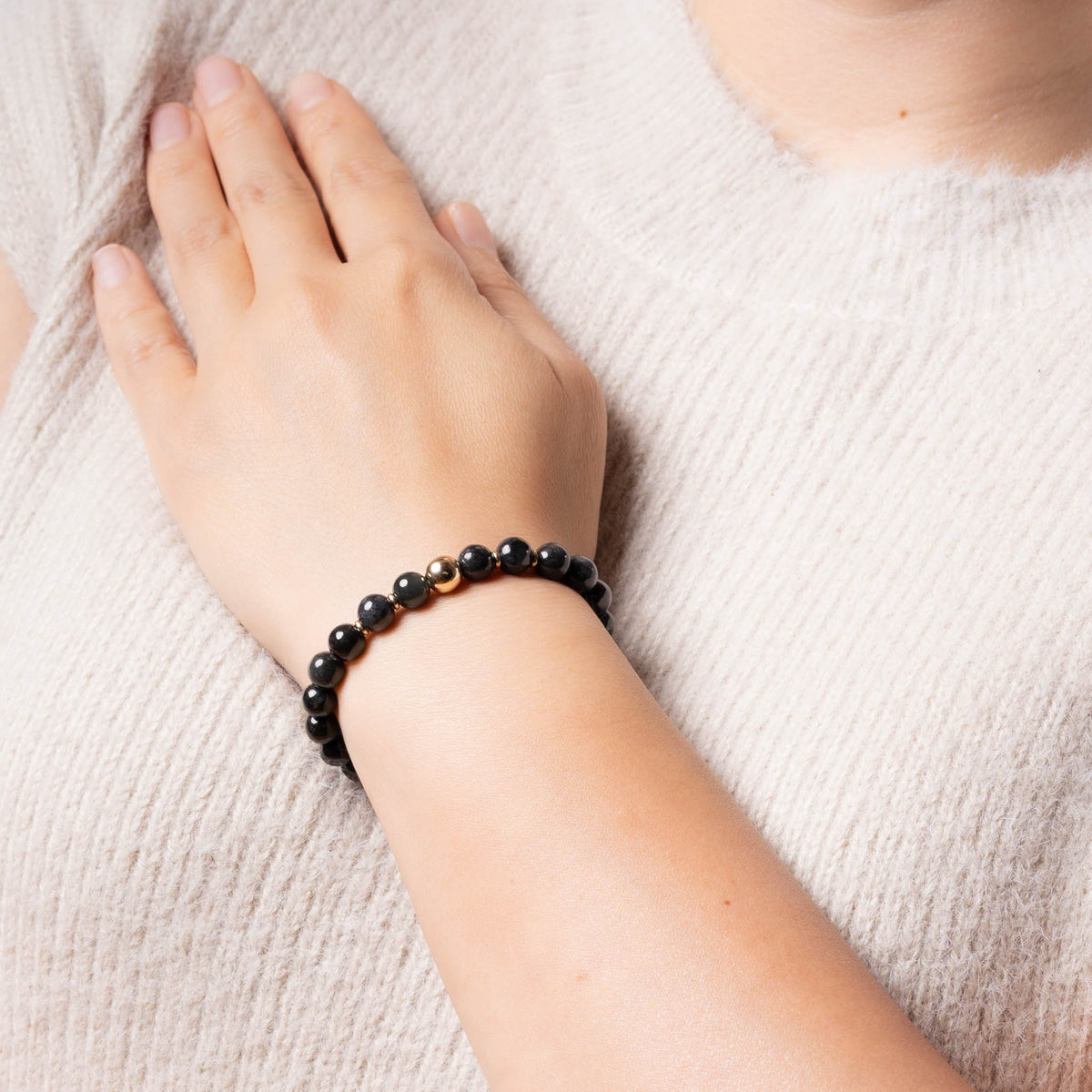 Guardian Spirit Bracelet with Black and Grey Burmese Jade