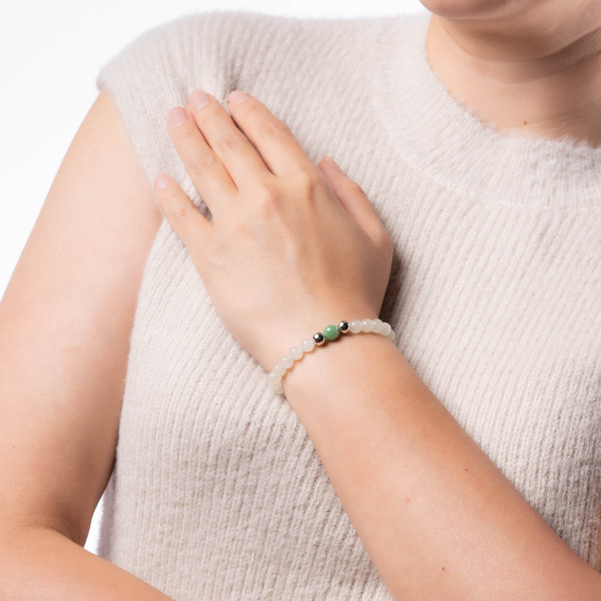 Sacred Touch Jade Bracelet with Genuine Jadeite