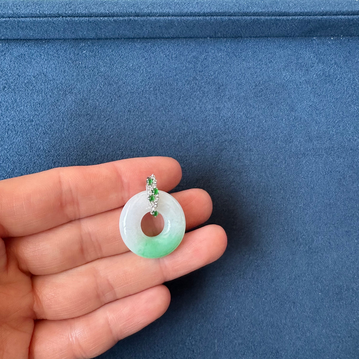 Jadeite Donut Pendant with Diamonds