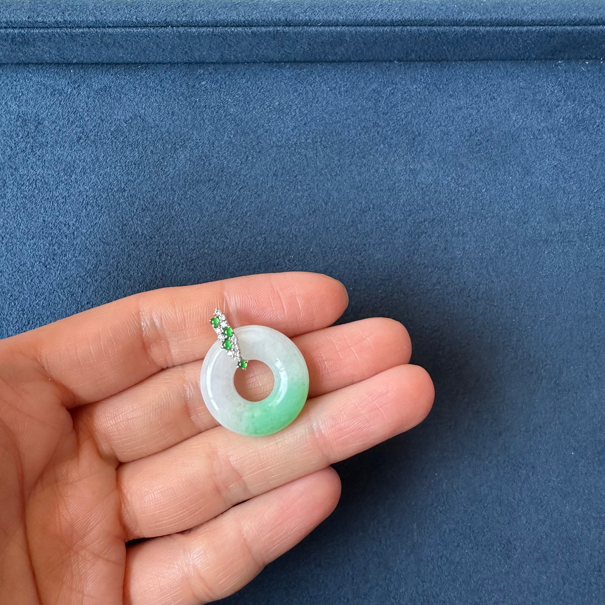 Jadeite Donut Pendant with Diamonds