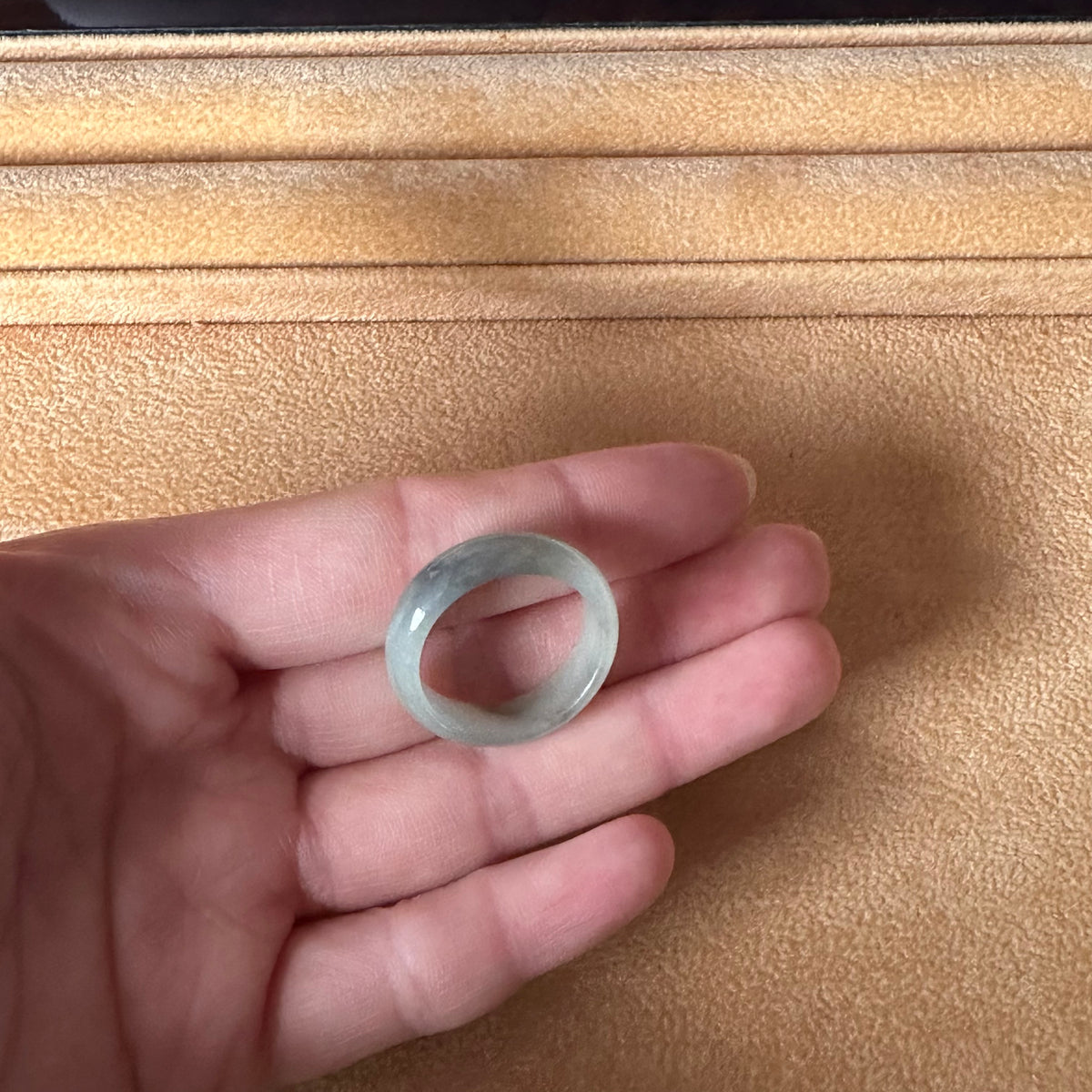 Certified Light Grey Jade Ring- Size U