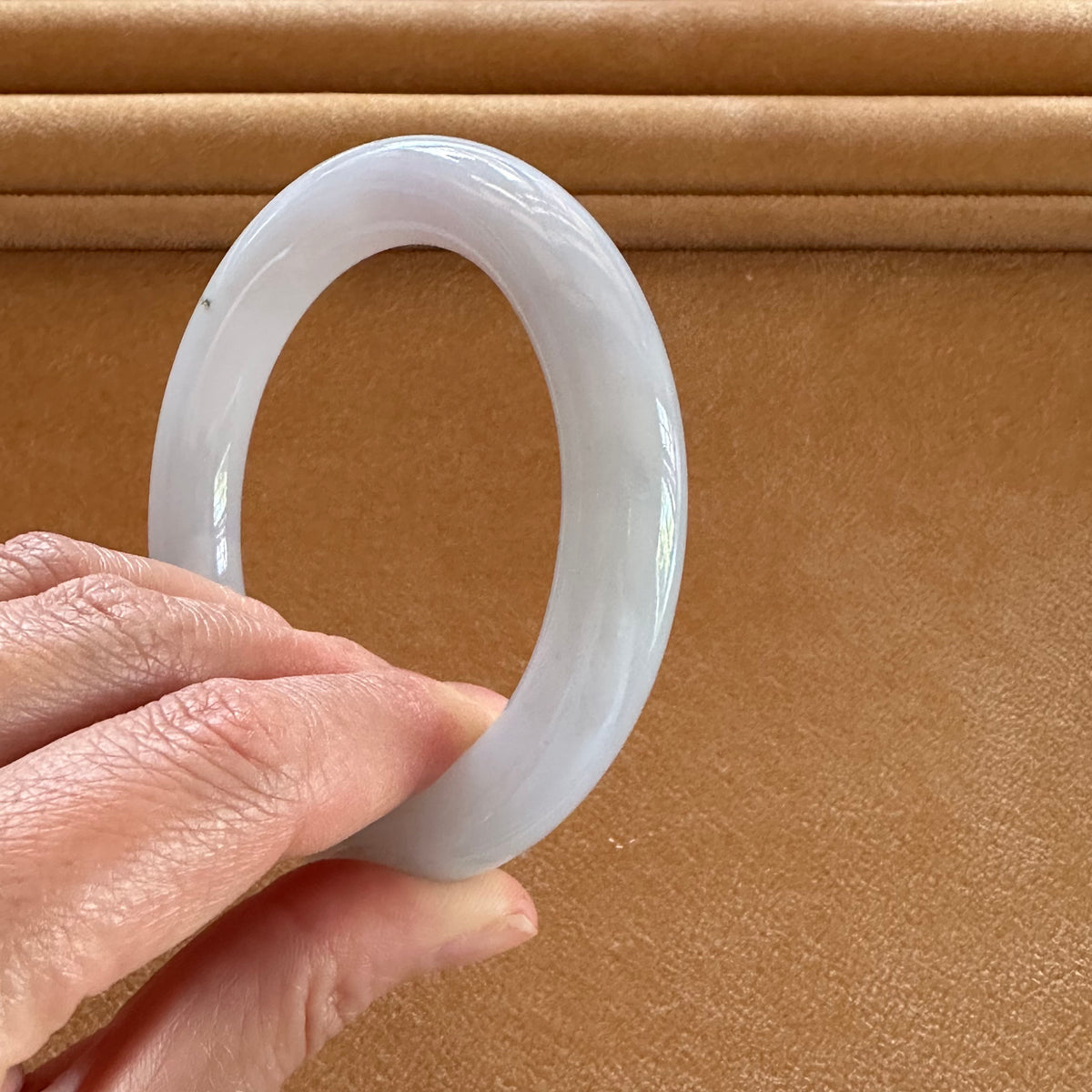 57.4mm White Jade Bangle Bracelet