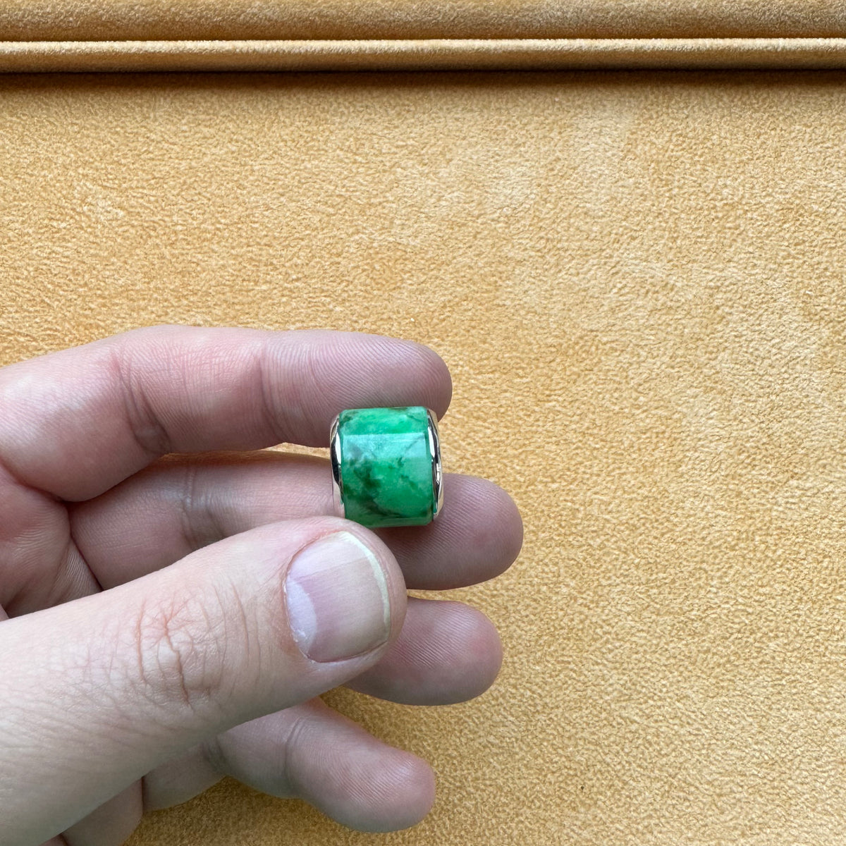 Large Imperial Green Jade Cylinder Pendant