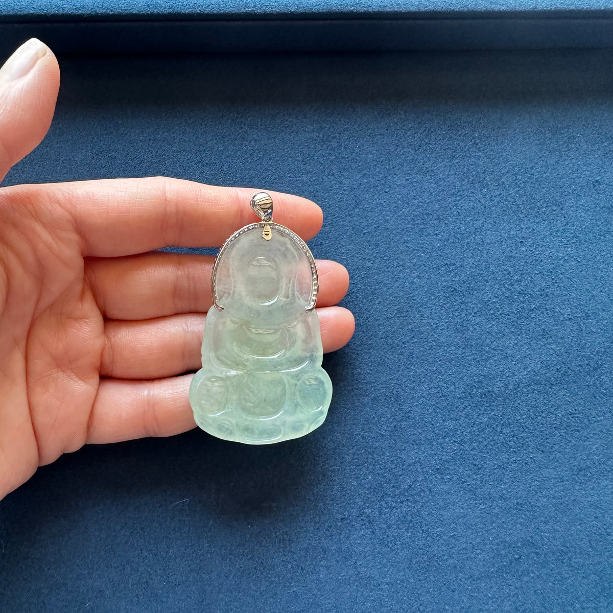 Large Icy GuanYin Jadeite Jade Pendant