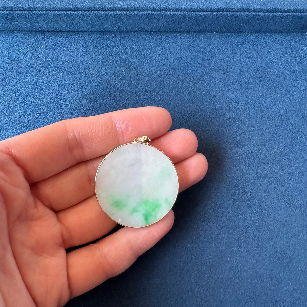 Circular Jadeite Jade Pendant - Floral Frame