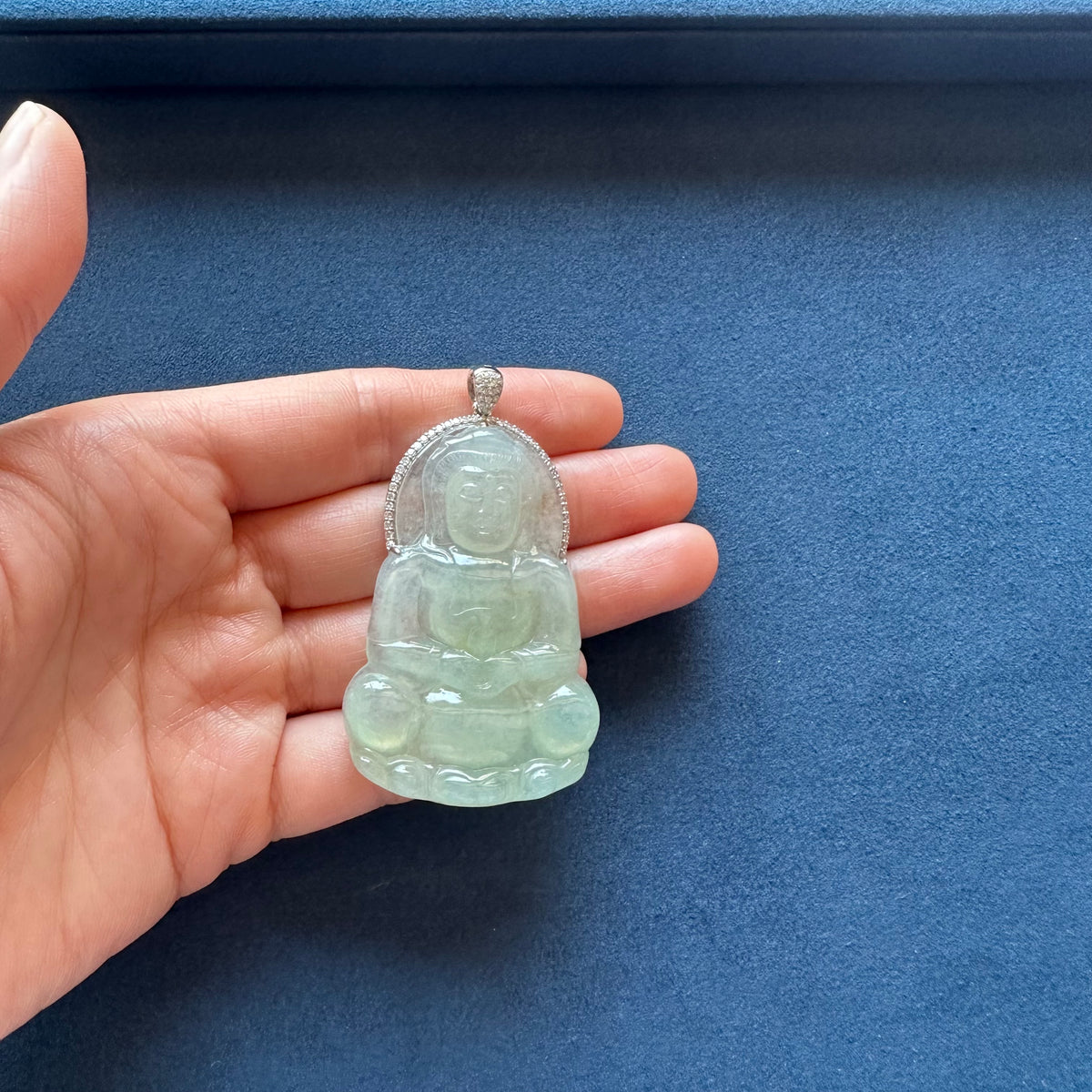 Large Icy GuanYin Jadeite Jade Pendant