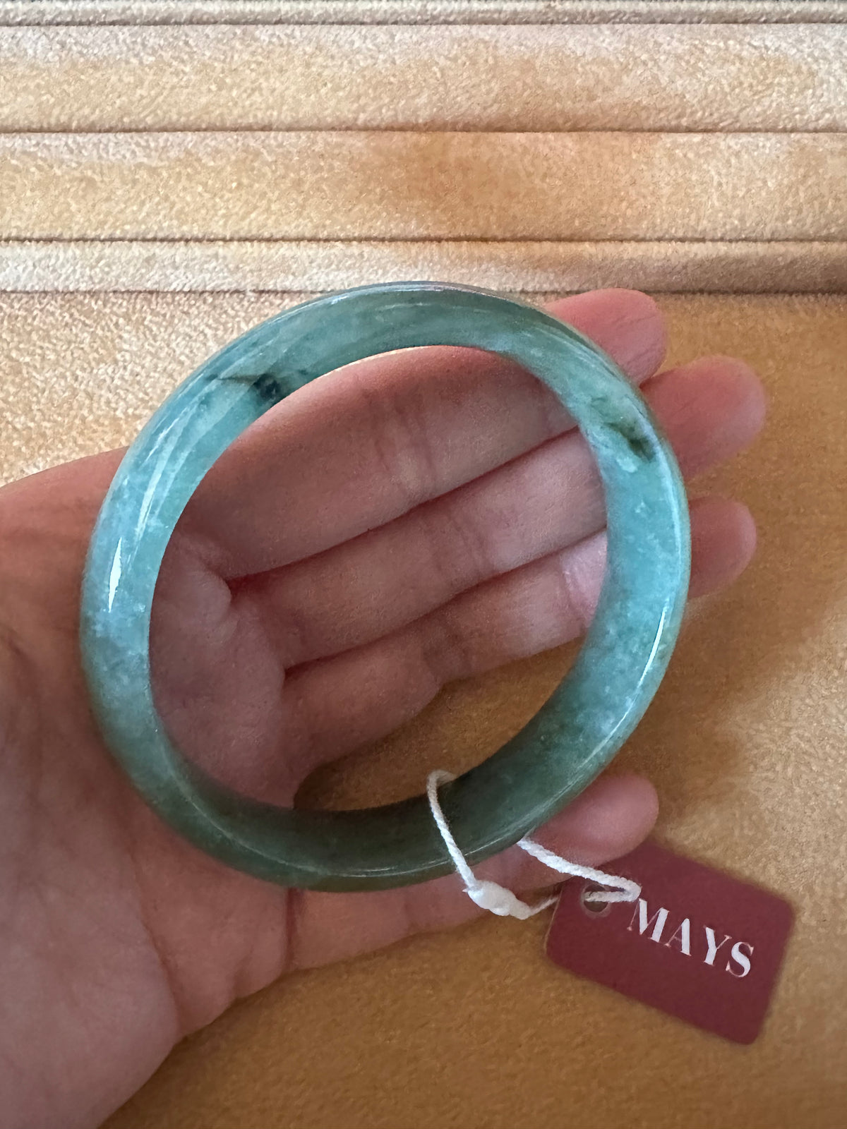 Genuine Grade A Green Jadeite Jade Bangle - 57mm Half Moon