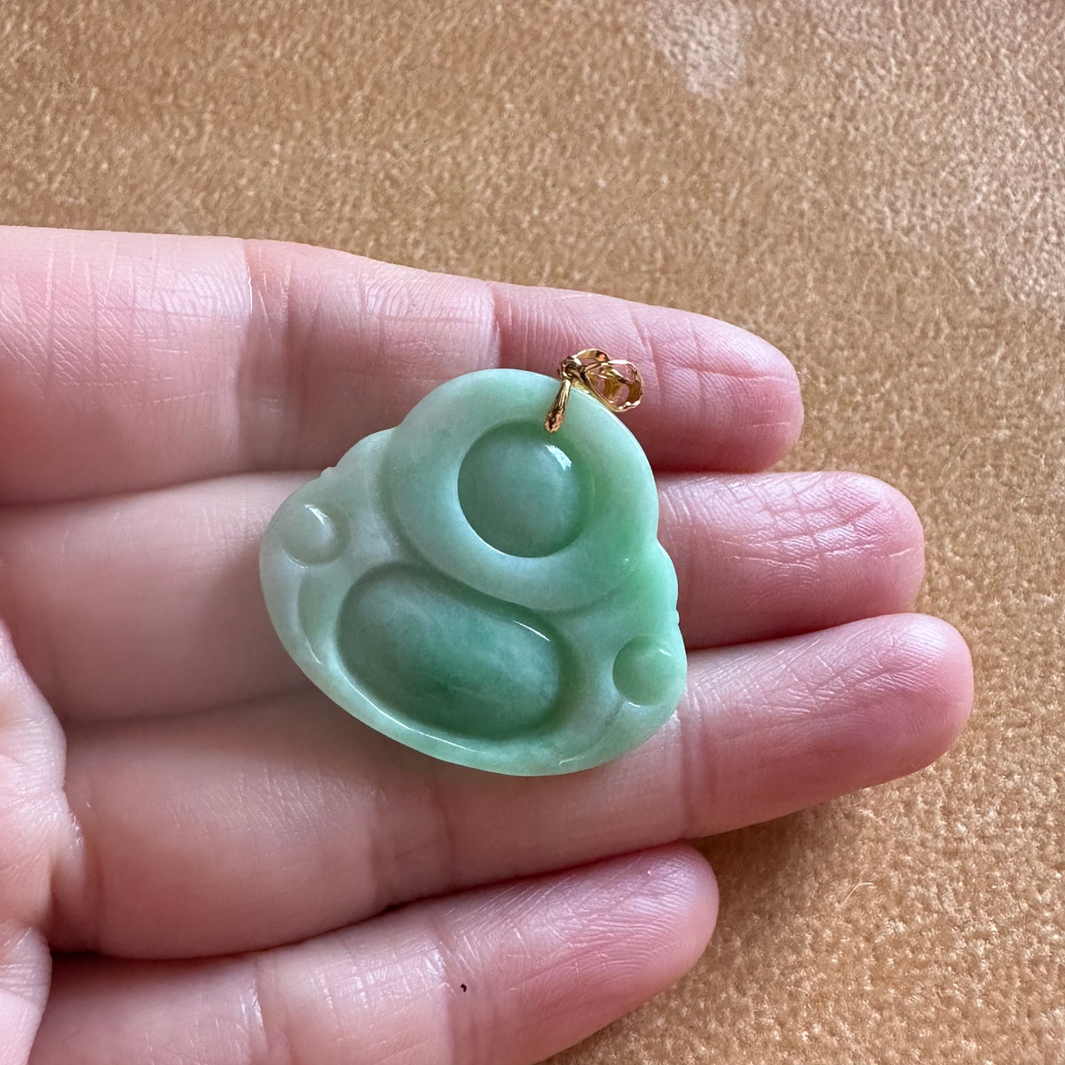 Green Laughing Buddha Jadeite Jade Pendant