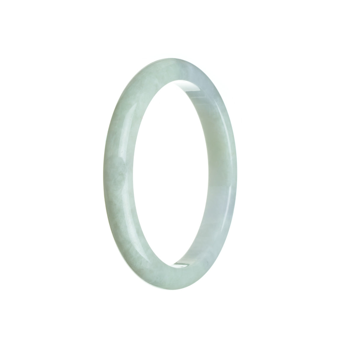 Genuine Grade A Pale Green Jade Bracelet - 56mm Semi Round