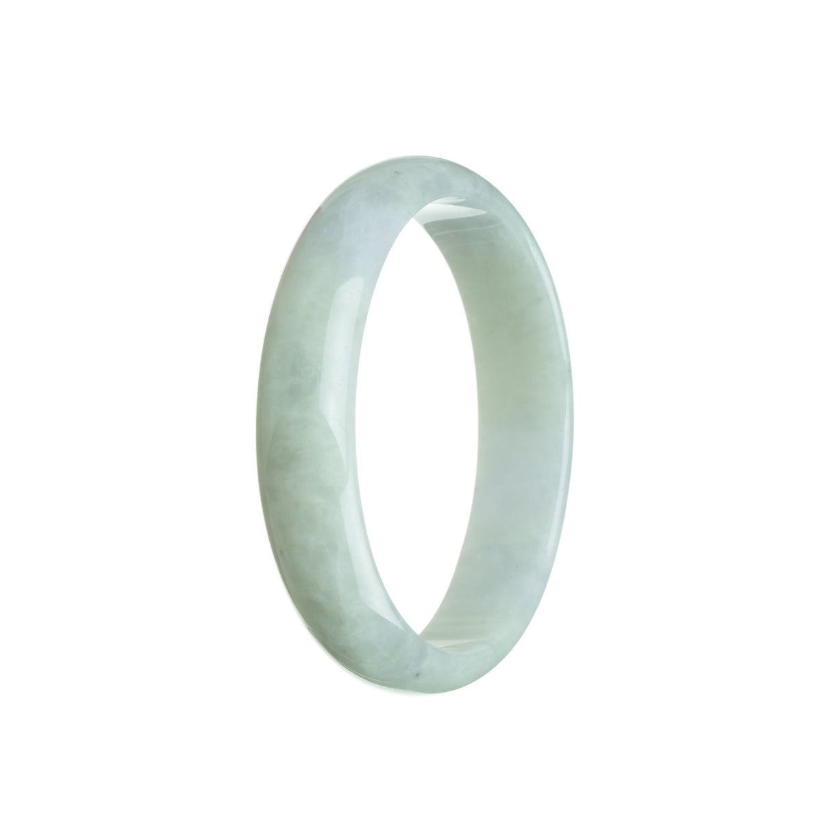 Genuine Grade A Pale Green with hints of Lavender Traditional Jade Bangle - 59mm Half Moon