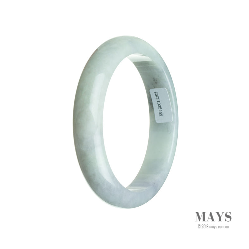 59mm Green, White, Lavender Burmese Jadeite Jade Bangle Bracelet - MAYS