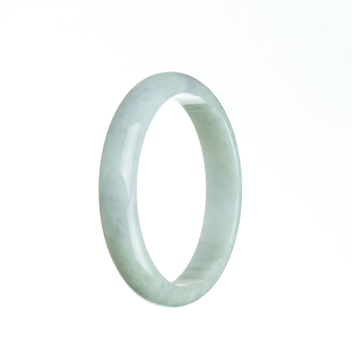 Genuine Grade A Pale Green with hints of Lavender Traditional Jade Bangle Bracelet - 58mm Half Moon