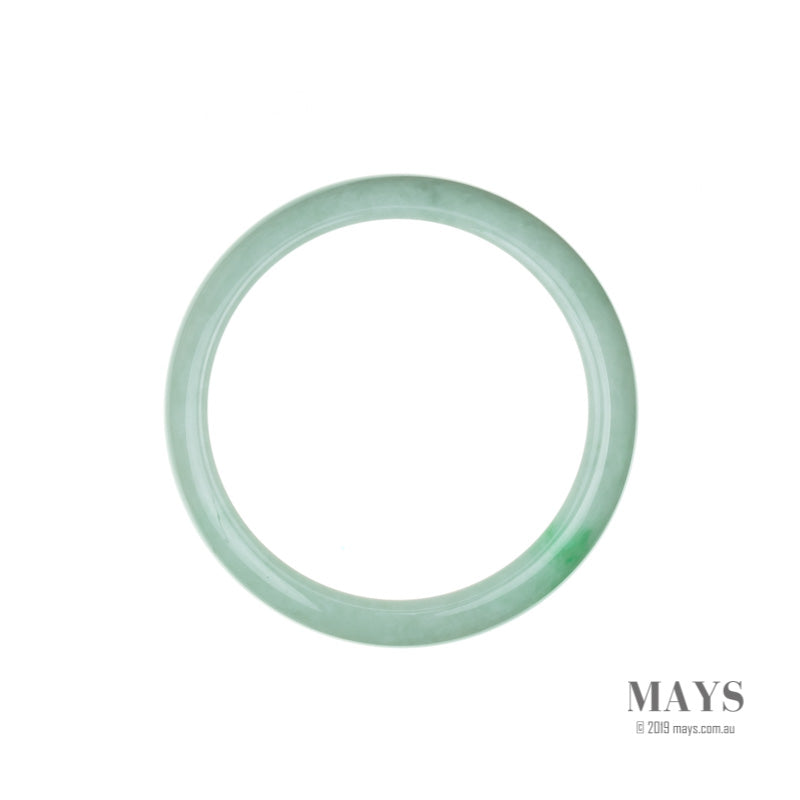 58mm Green, White Burmese Jadeite Jade Bangle Bracelet - MAYS