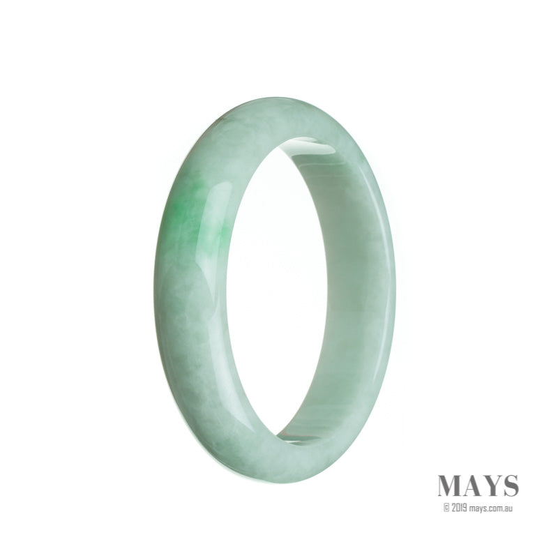 58mm Green, White Burmese Jadeite Jade Bangle Bracelet - MAYS