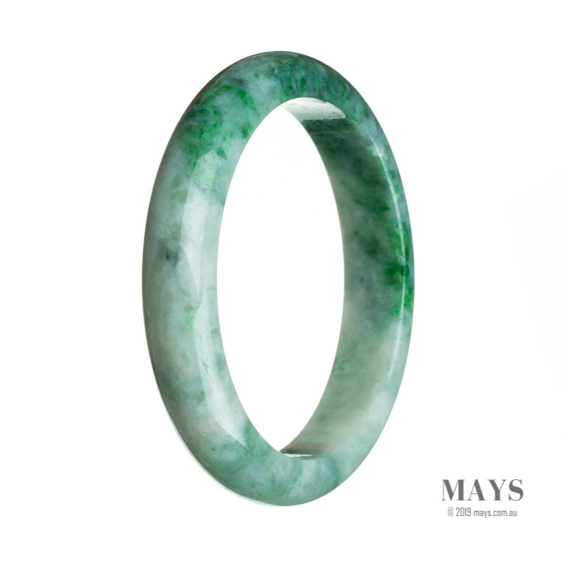 A bracelet made of genuine Type A Green Burma Jade, featuring a 68mm half moon shape. Designed by MAYS.