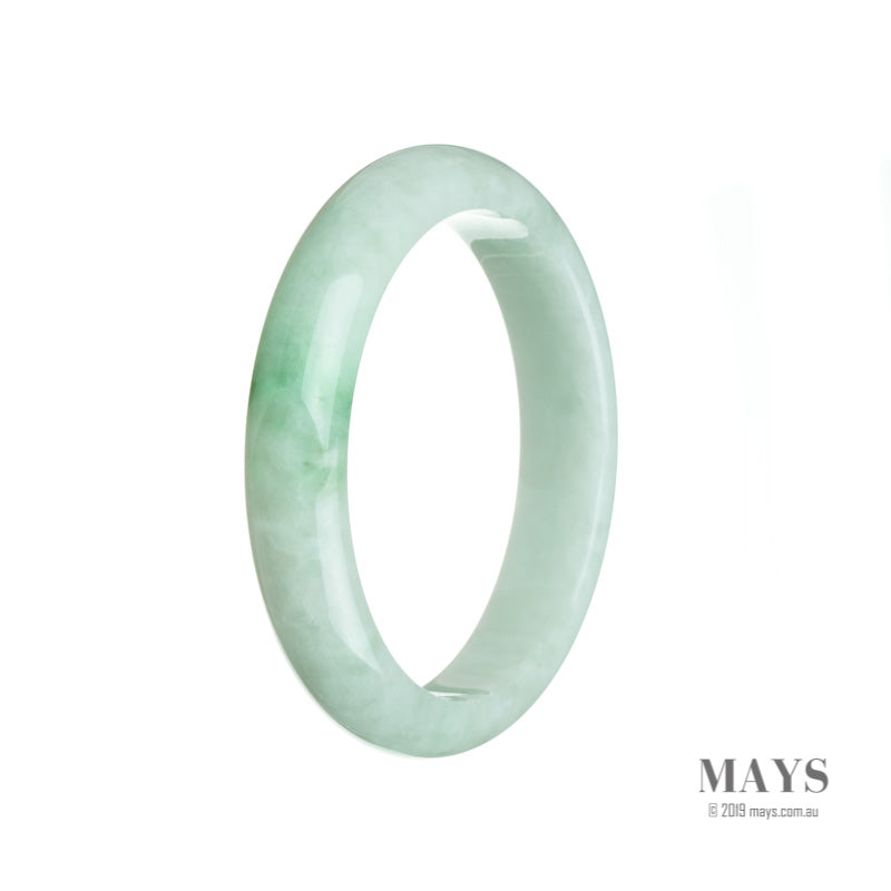 58mm White, Green Burmese Jadeite Jade Bangle Bracelet - MAYS