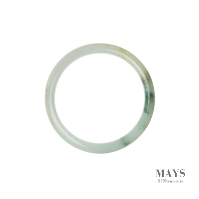 55mm White, Green Burmese Jadeite Jade Bangle Bracelet - MAYS