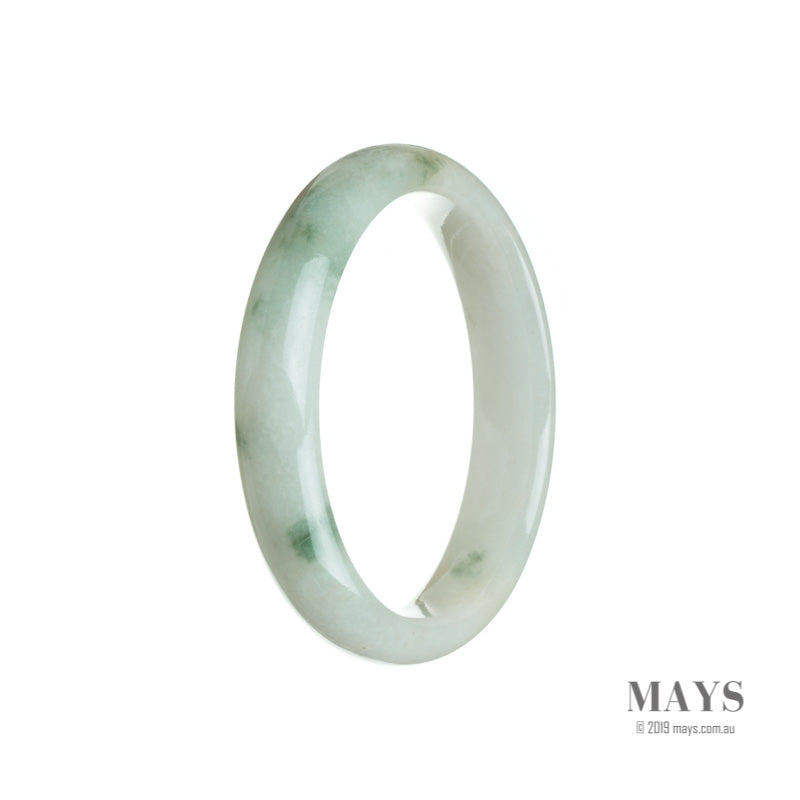 55mm White, Green Burmese Jadeite Jade Bangle Bracelet - MAYS