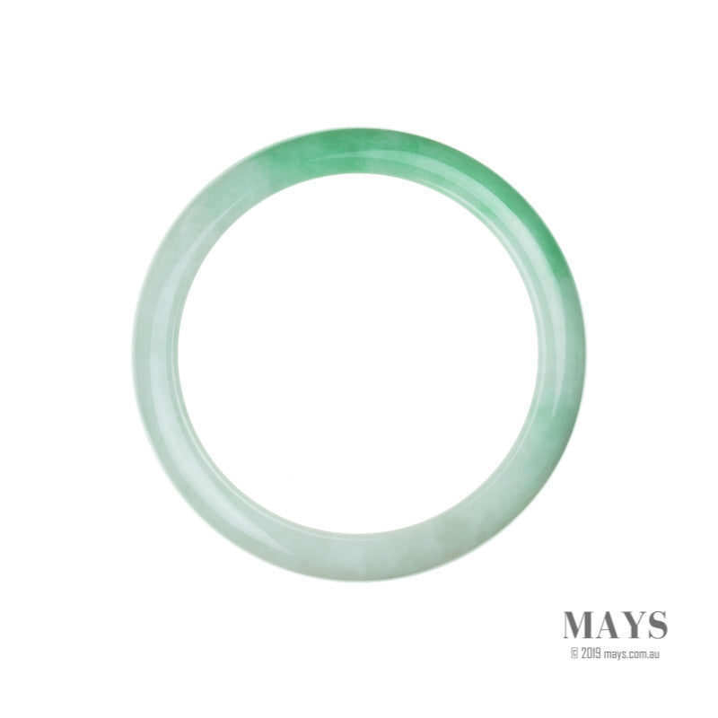 61mm White, Green Burmese Jadeite Jade Bangle Bracelet - MAYS