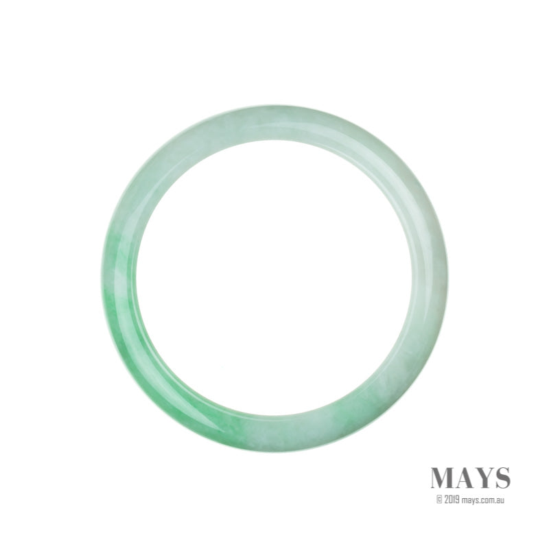 61mm White, Green Burmese Jadeite Jade Bangle Bracelet - MAYS