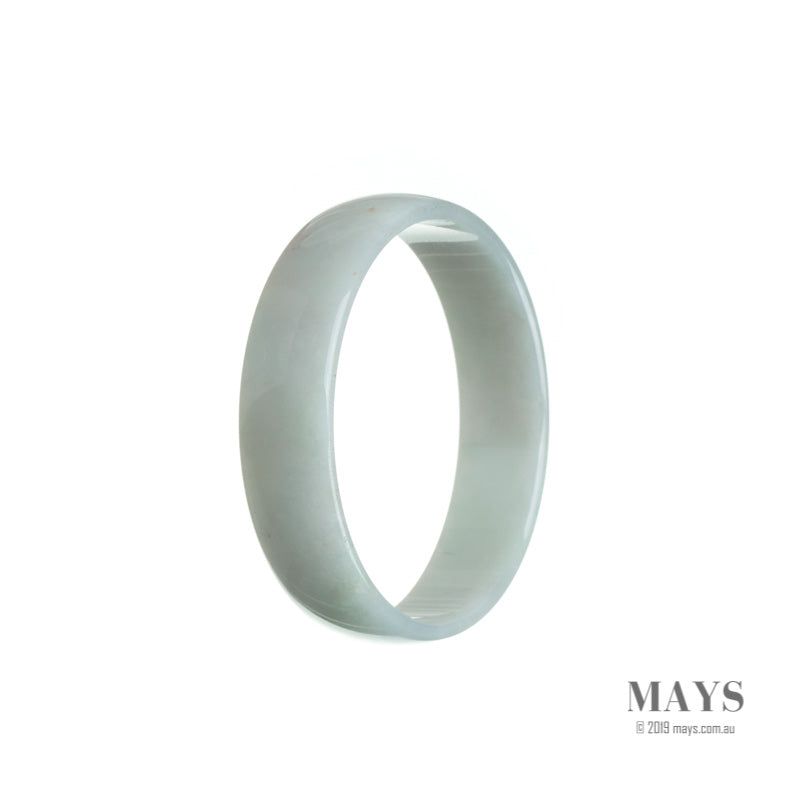 A flat, white traditional jade bangle with a certified Type A quality. It measures 53mm in size and is designed by MAYS™.