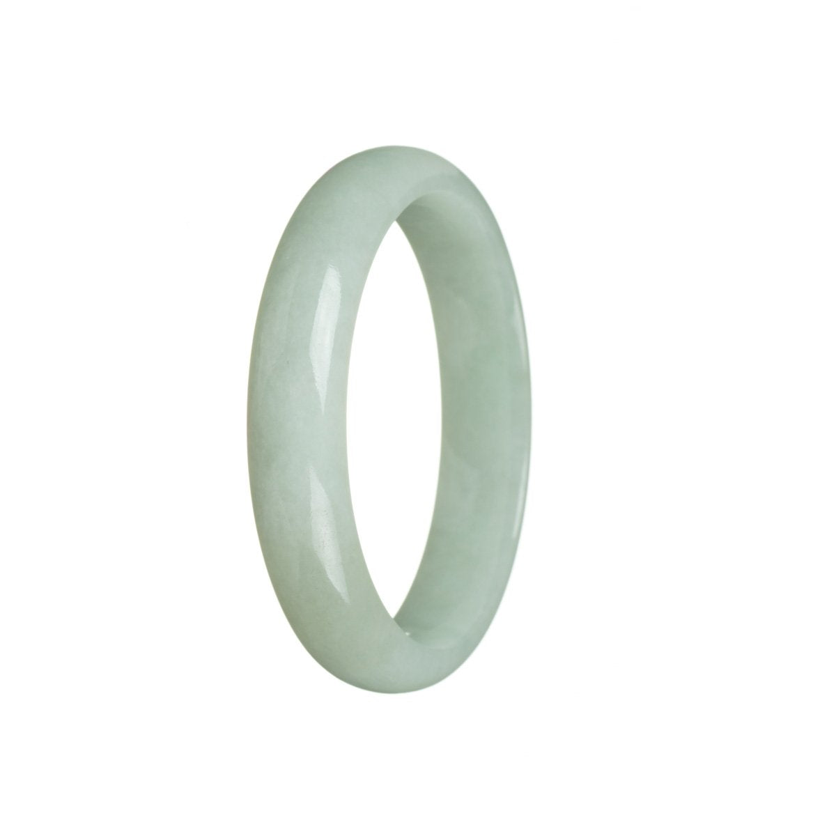 A beautiful light green jadeite bracelet with a half moon design, measuring 56mm in size. Perfect for adding a touch of elegance to any outfit.