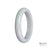 A close-up photo of a white jade bangle, featuring a smooth, semi-round shape. The bangle is made of genuine Grade A white jade and measures 60mm in diameter. It is a beautiful piece of jewelry from MAYS GEMS.