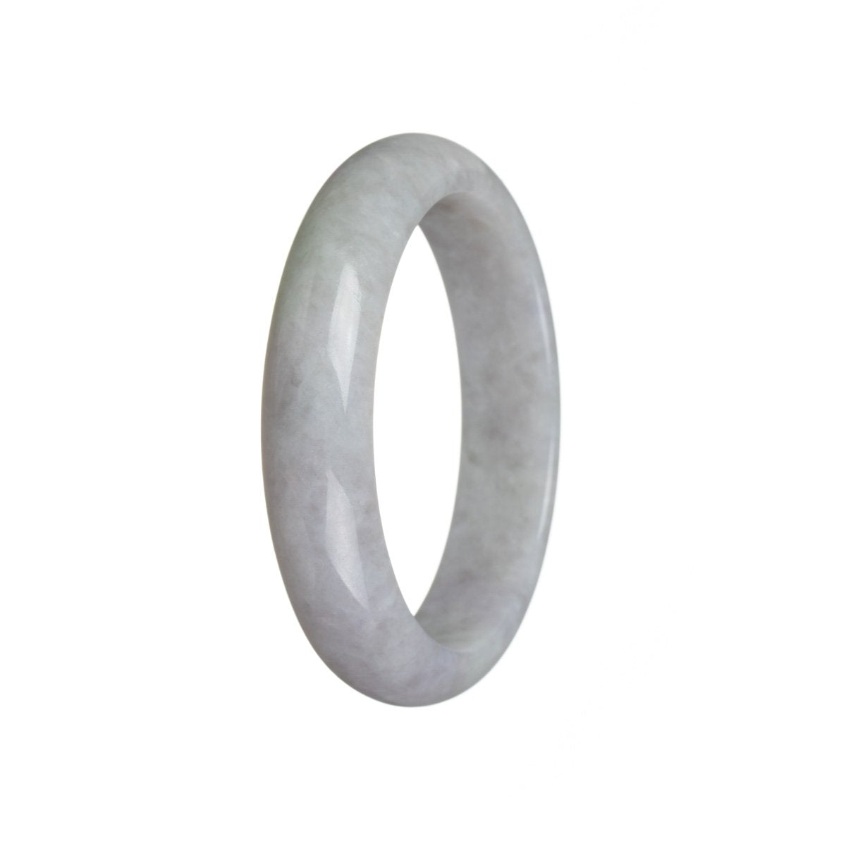 A lavender-colored half moon-shaped Burmese jade bangle bracelet.