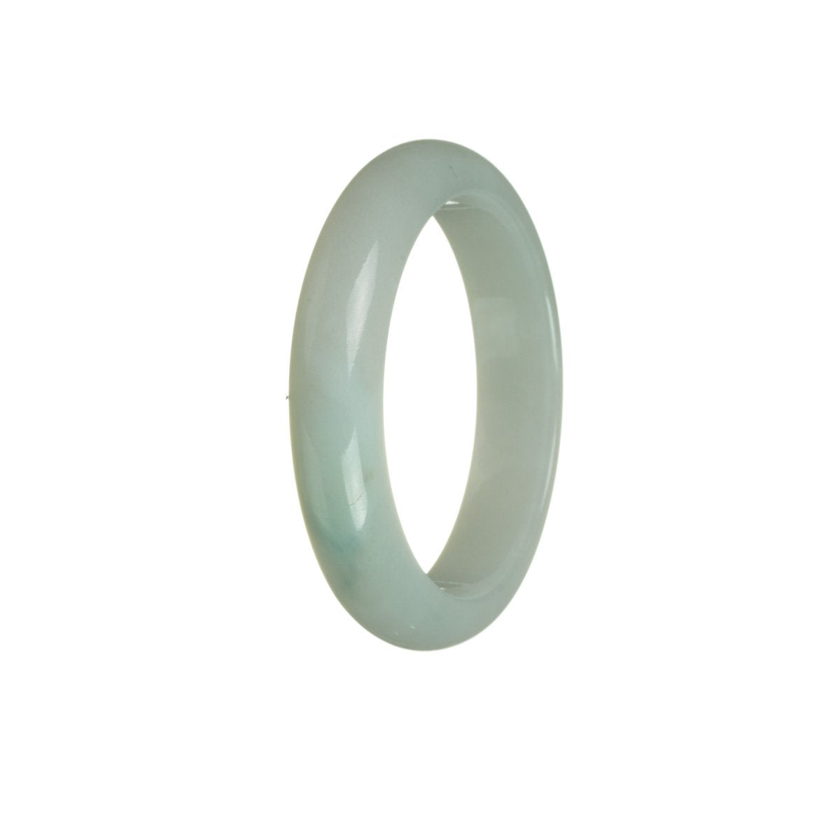 A beautiful half-moon shaped green jadeite bangle bracelet, crafted from genuine natural light green jadeite. Perfect for adding a touch of elegance and tranquility to any outfit.