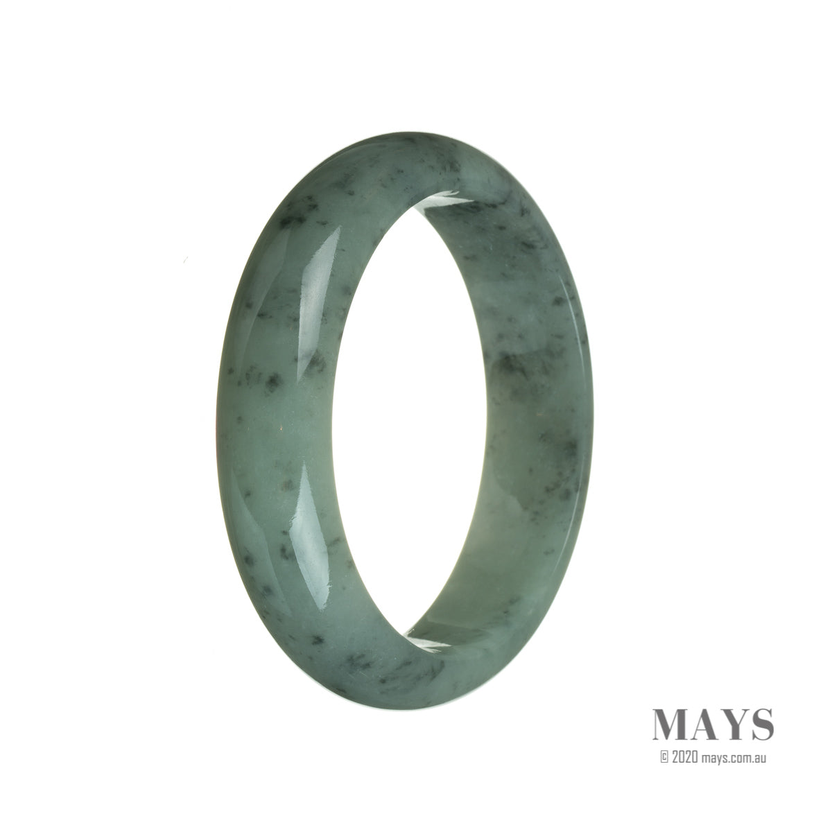 Genuine Type A Grey Traditional Jade Bracelet - 59mm Semi Round