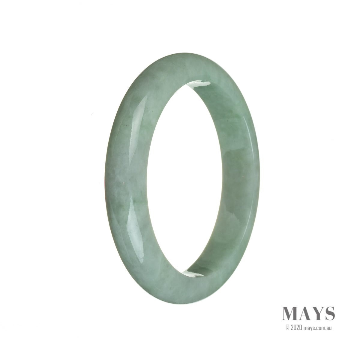 Real Untreated Light green Jadeite Jade Bracelet - 58mm Semi Round