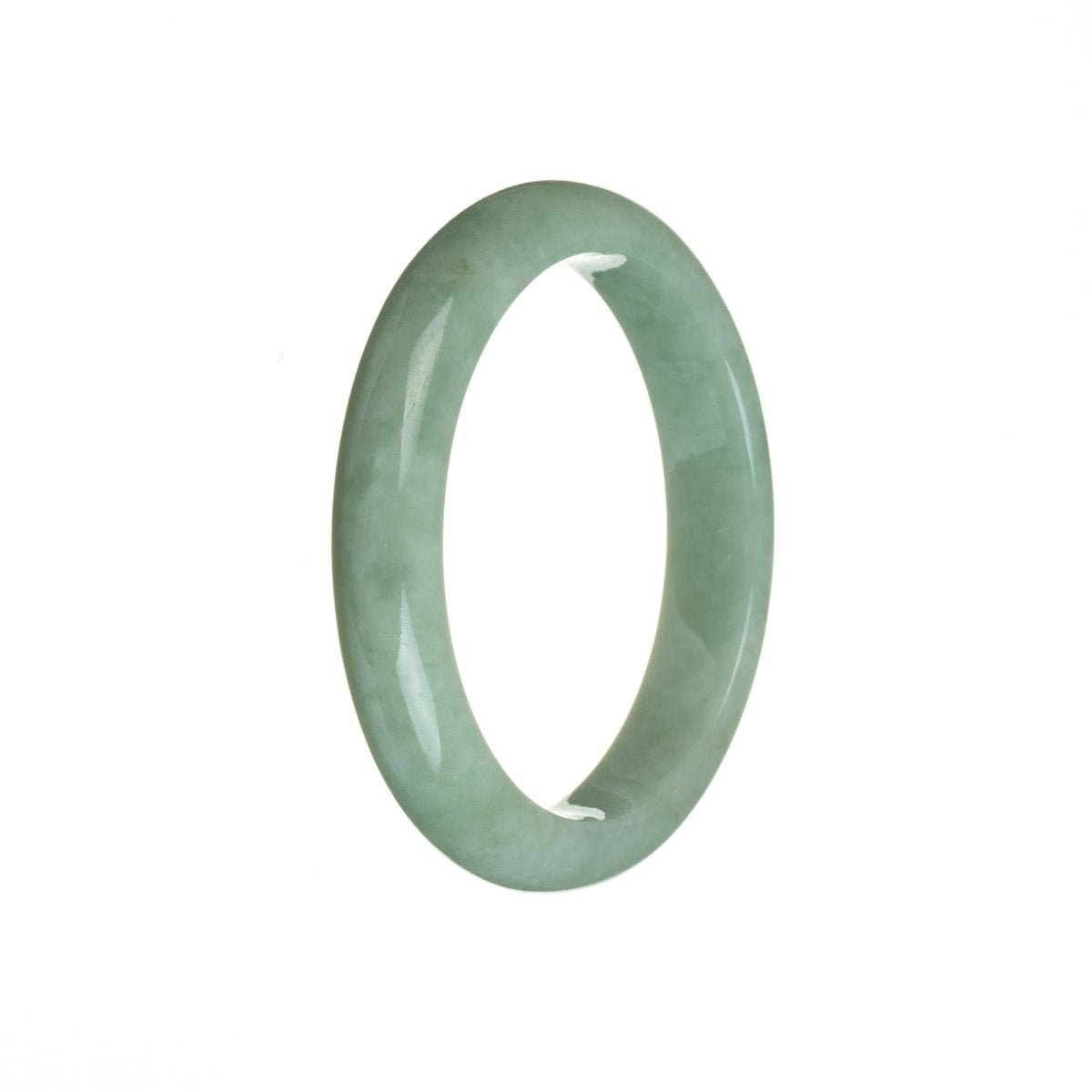 Genuine Type A Light green Burma Jade Bangle - 55mm Semi Round