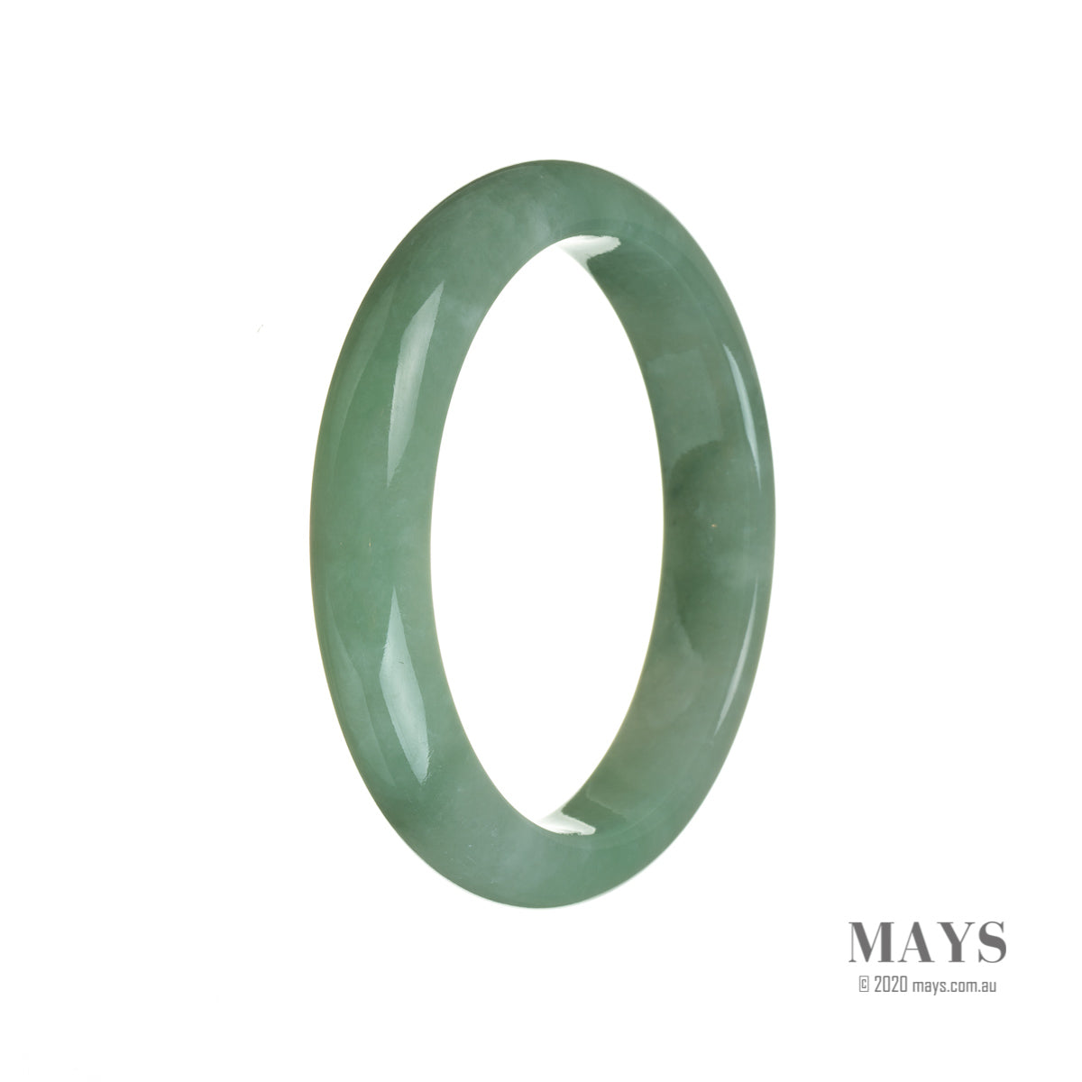Genuine Type A Green Jadeite Bracelet - 59mm Semi Round