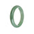 A beautiful half moon-shaped Grade A green jade bangle measuring 55mm in diameter, crafted from authentic jadeite jade.