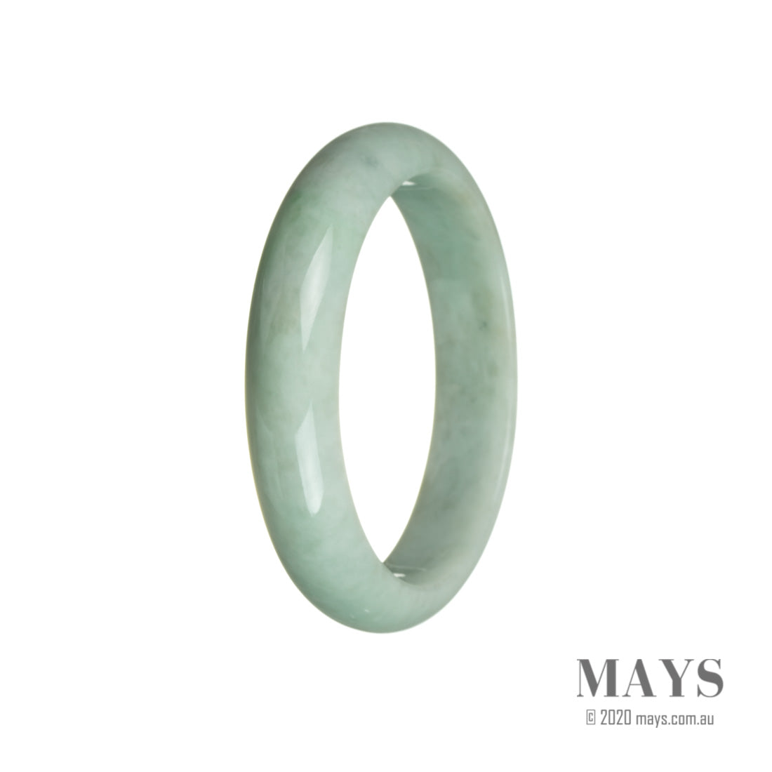 Genuine Grade A Green Burma Jade Bangle Bracelet - 59mm Half Moon