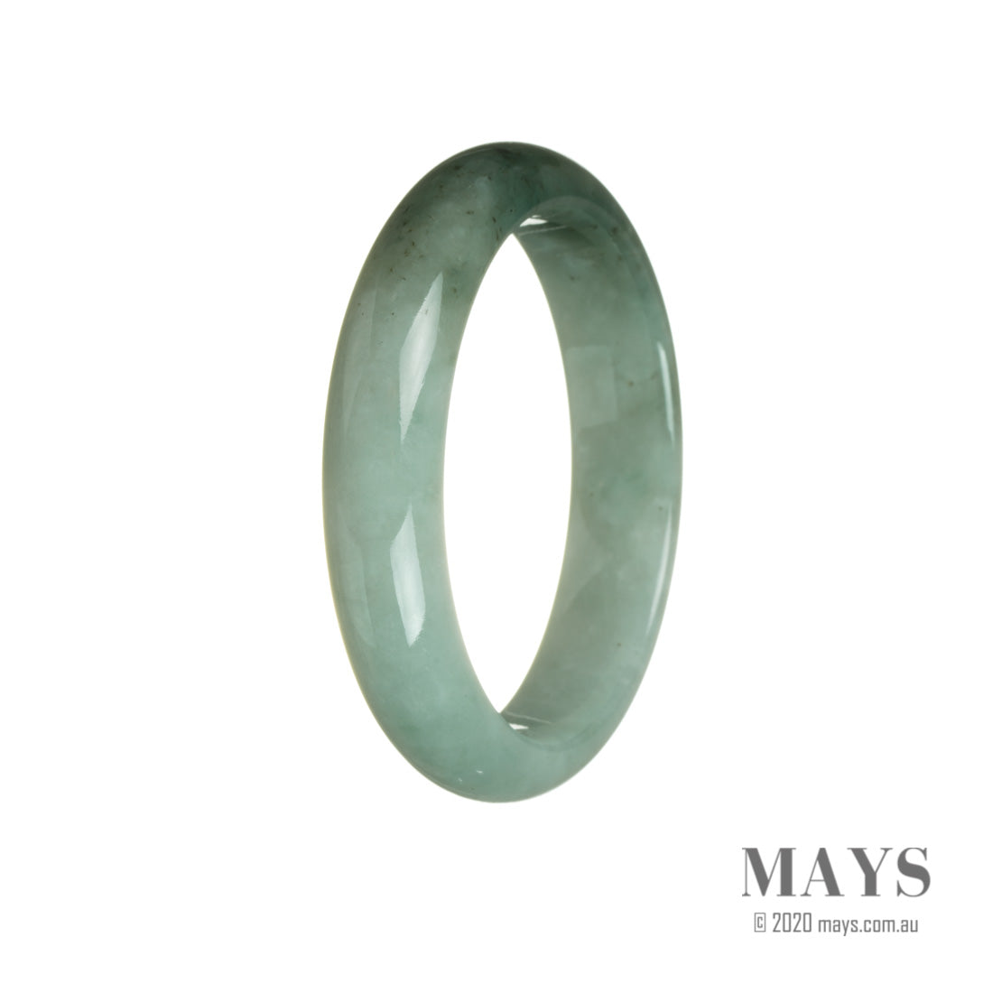 Authentic Grade A Bluish Green with Deep Green Traditional Jade Bracelet - 58mm Half Moon