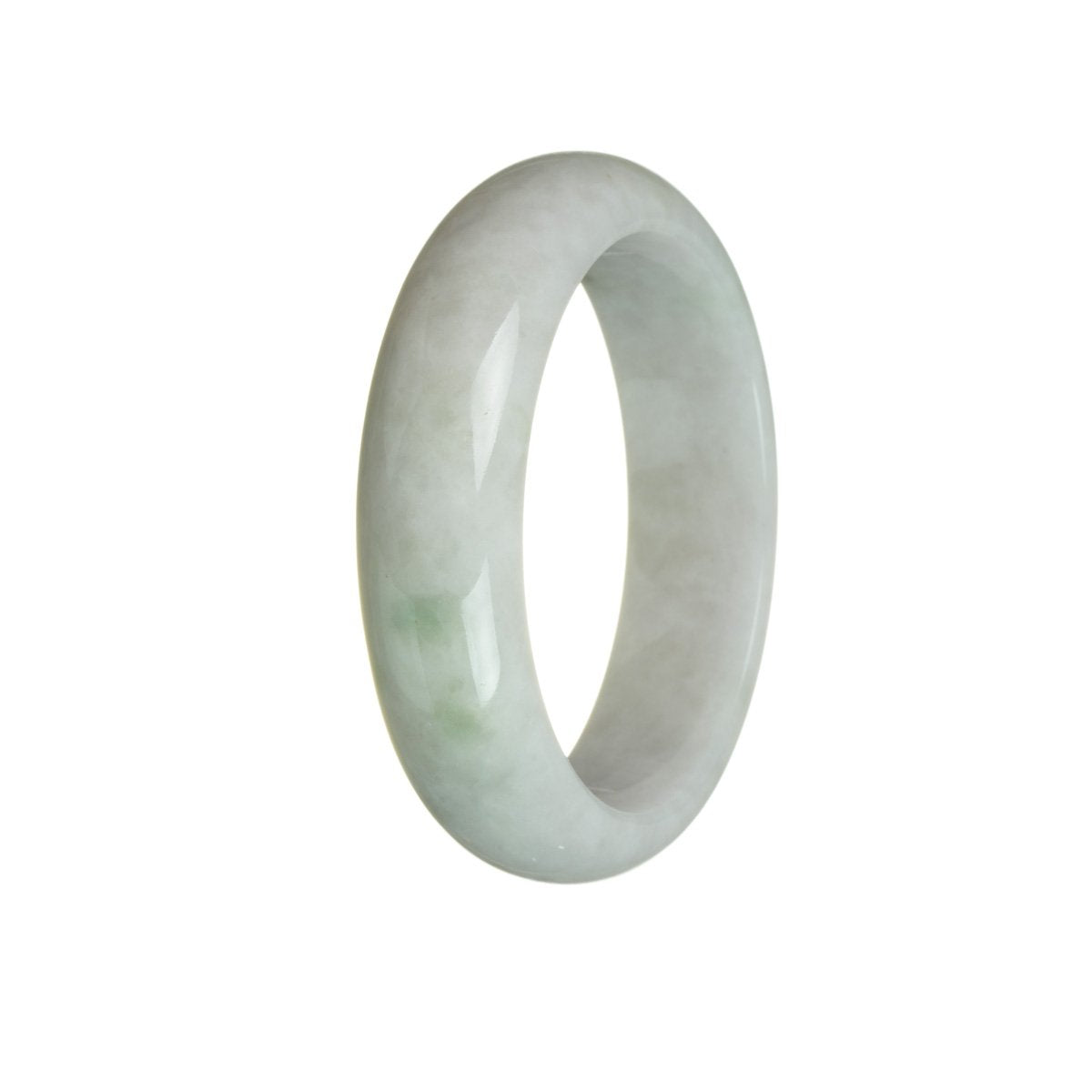 A stunning lavender jadeite bangle bracelet with a half moon shape, measuring 58mm in diameter. Perfect for adding a touch of elegance and sophistication to any outfit.