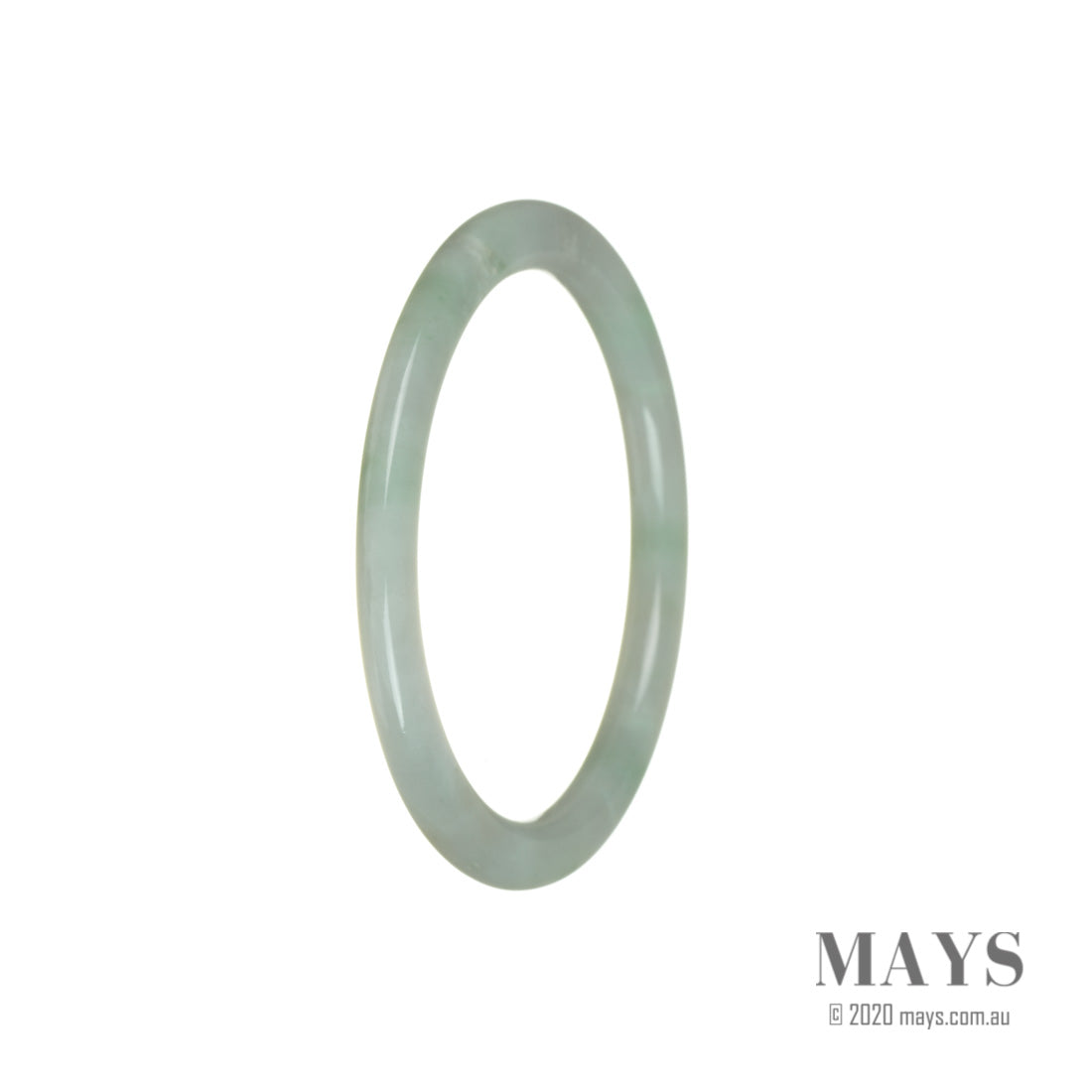 A delicate white Burma Jade bracelet with a thin 56mm diameter.