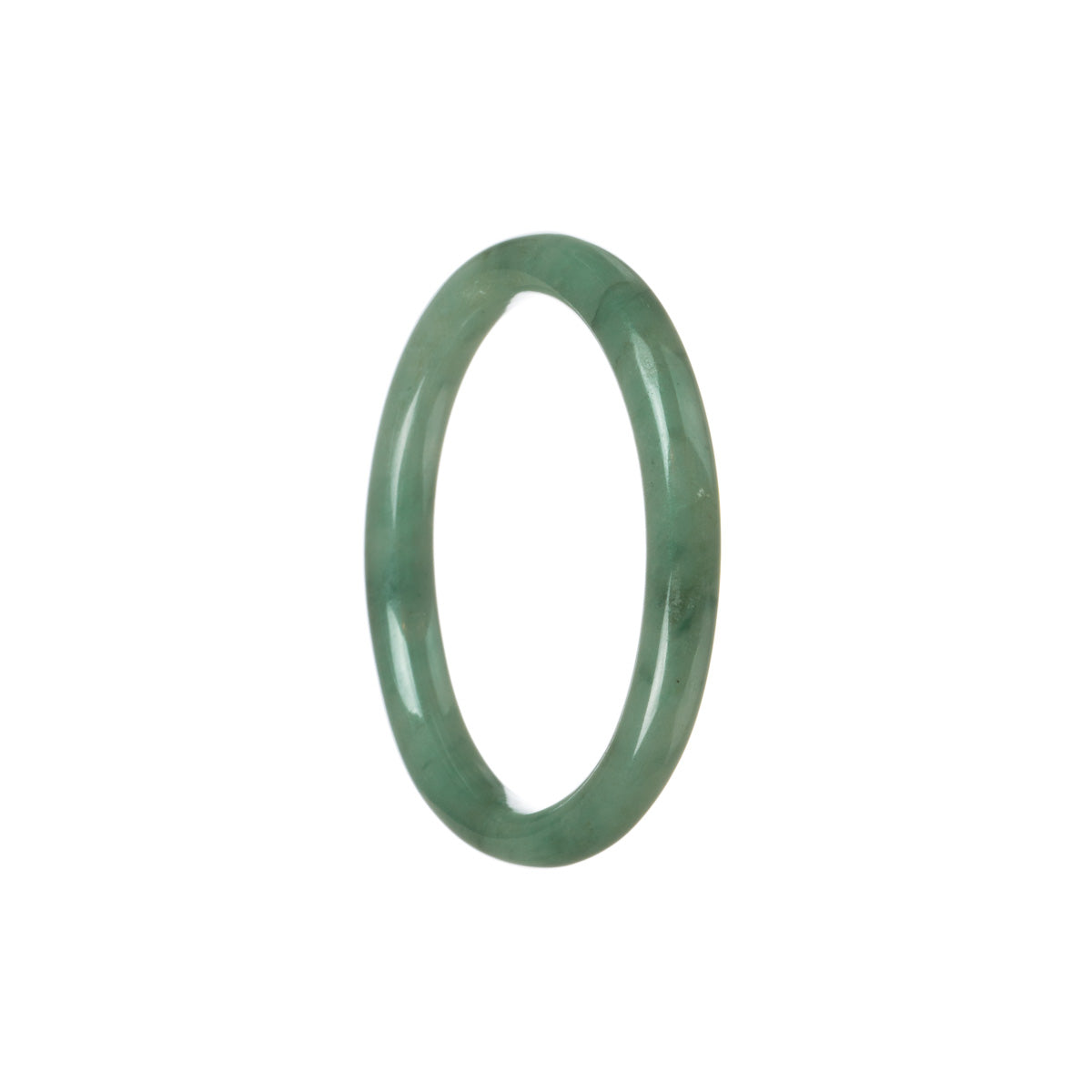 A beautiful greyish green jadeite bangle bracelet, untreated and genuine, featuring an oval shape measuring 53mm. Designed by MAYS™.