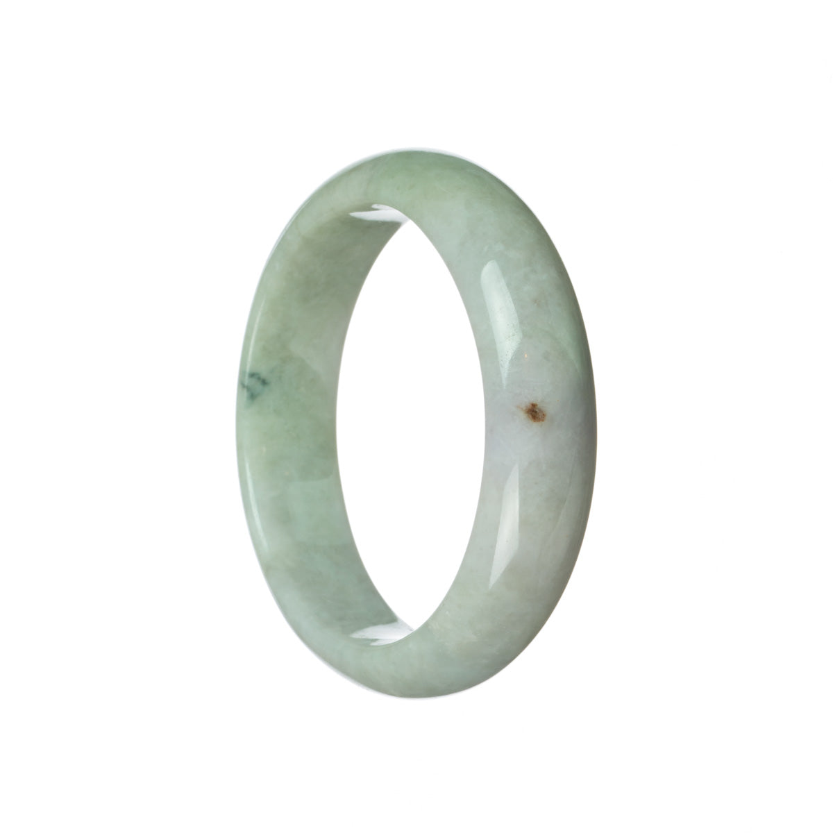 Certified Grade A Pale green with lavender Burma Jade Bangle - 59mm Half Moon