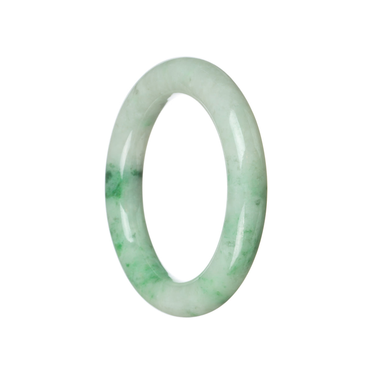 Authentic Type A White with Emerald Green Jadeite Jade Bangle - 56mm Round