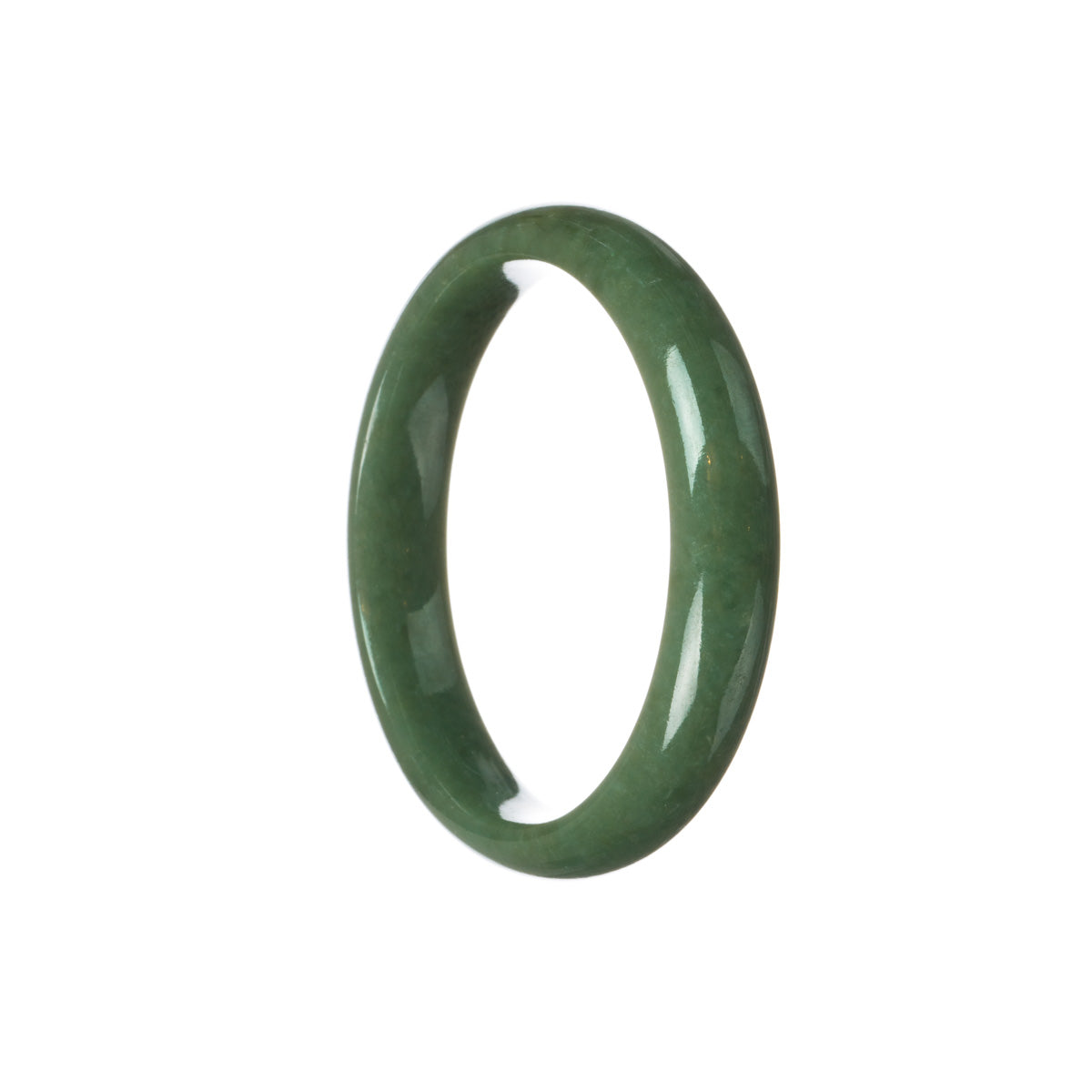 A high-quality, natural green Burmese Jade bracelet with a half moon shape, measuring 57mm. Created by MAYS™.