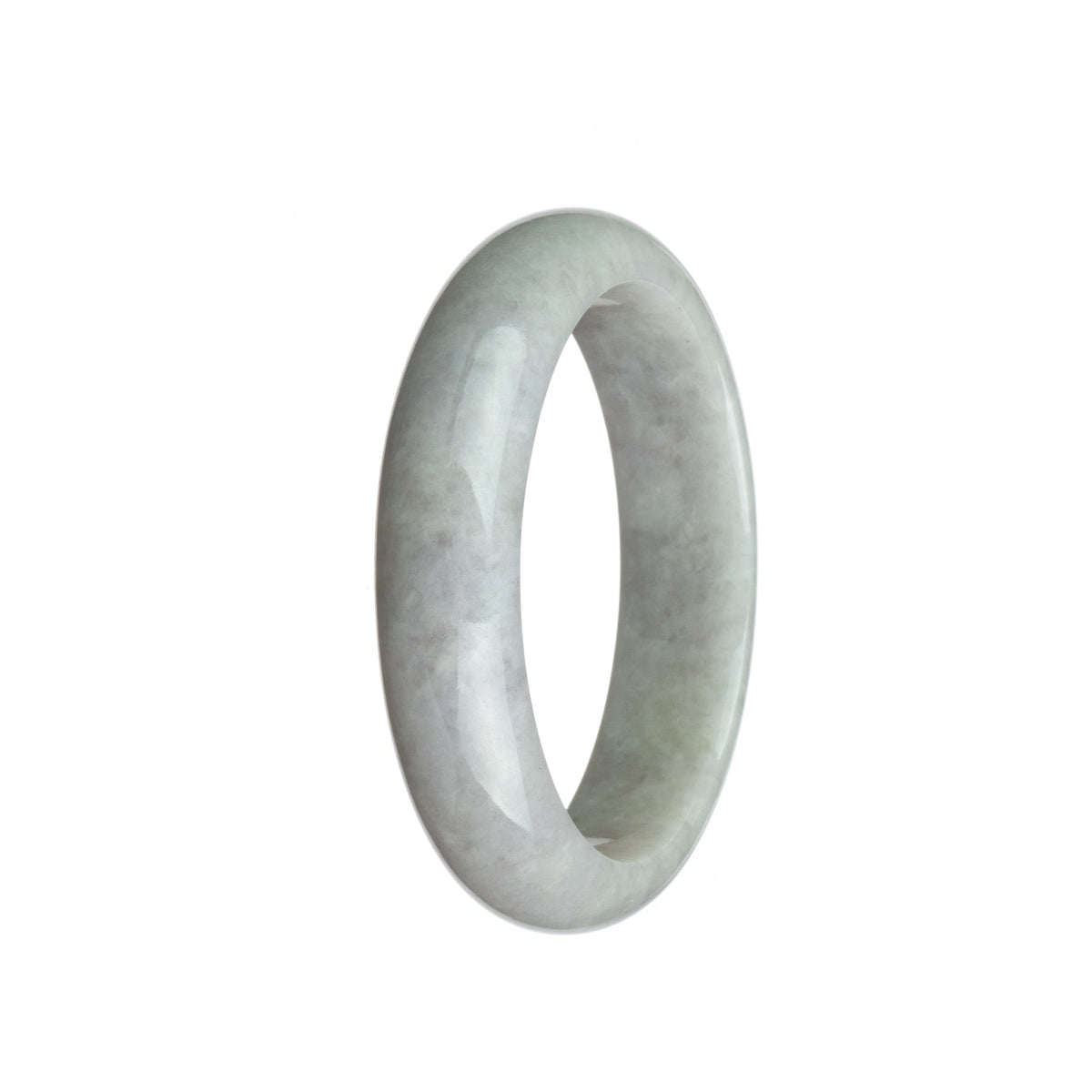A lavender jadeite bangle with a half-moon design, crafted from high-quality Grade A jade.