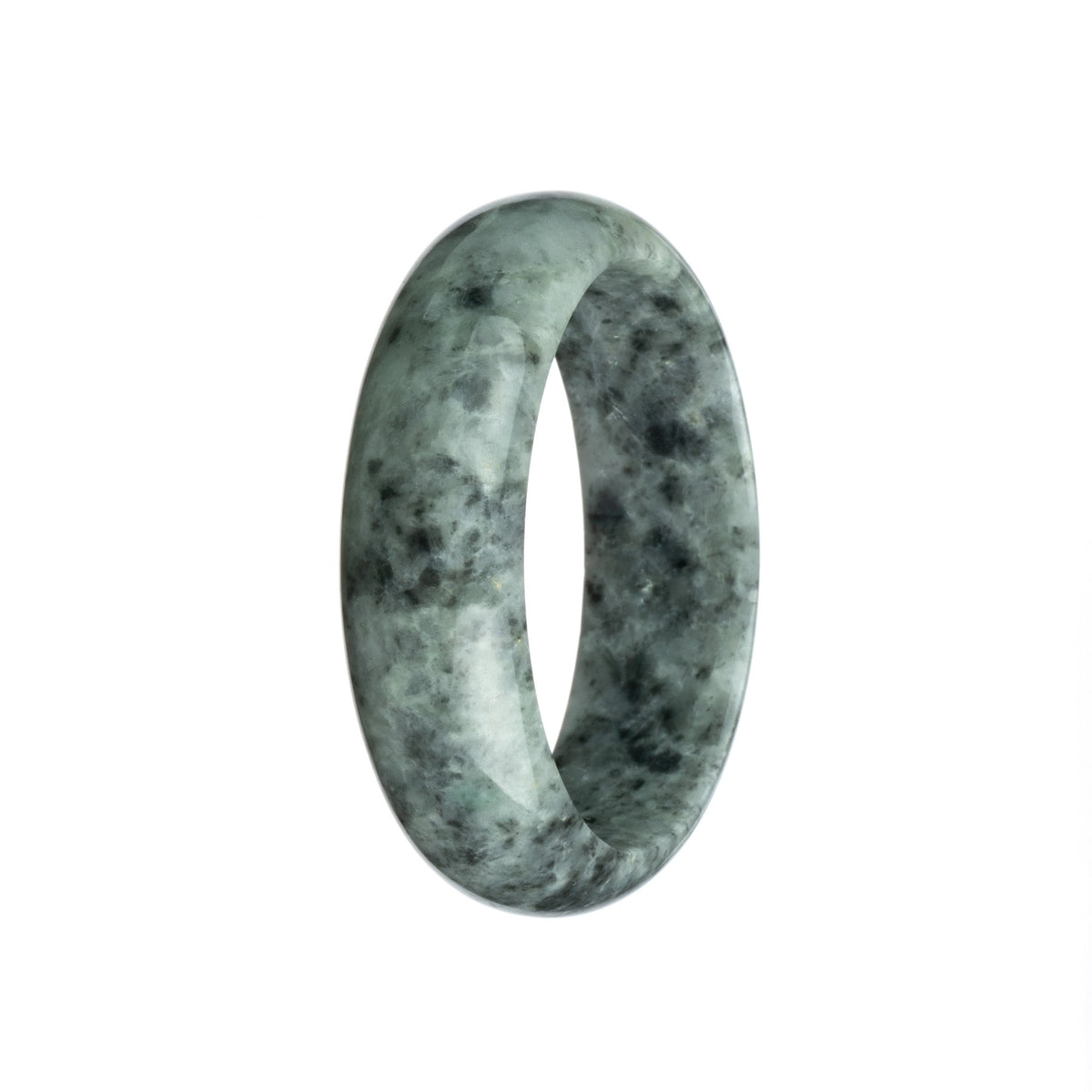 Genuine Grade A Grey with Spots Jadeite Bracelet - 59mm Half Moon