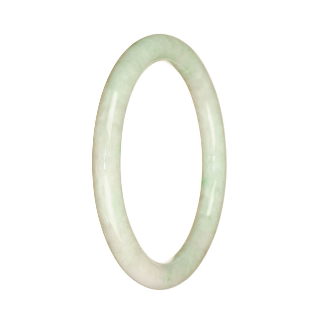 A half moon-shaped white jade bangle, made from genuine natural jadeite.