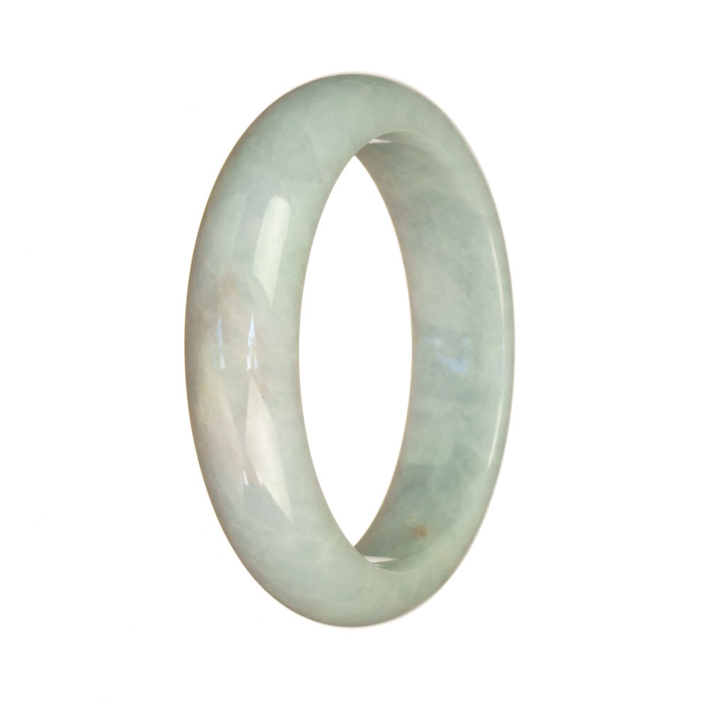 A greyish lavender jadeite jade bangle in a half moon shape, measuring 55mm. Expertly crafted and genuine Grade A quality from MAYS™.
